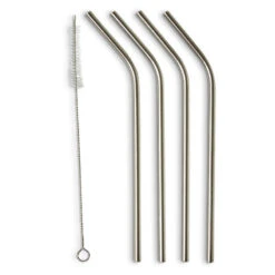 Sugerør Rustfrit Stål Med Knæk Inkl. Børste 4 Stk.