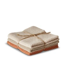 Karklude Strik Beige/coral 3 Stk. 25x25 Cm