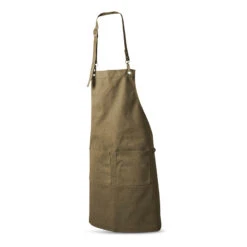 Forklæde I Kanvas Med 2 Lommer Brun