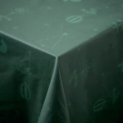 Nordisk Tekstil Damask Dug Juletid Grøn 140 X 270 Cm