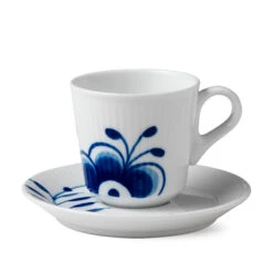 Royal Copenhagen Blå Mega Riflet Espresso Kop Og Underkop 9 Cl