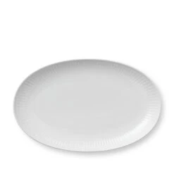 Royal Copenhagen Hvid Riflet Asiet 23 Cm