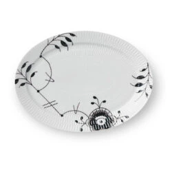 Royal Copenhagen Sort Mega Riflet Oval Tallerken 28 Cm