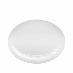 Lyngby Porcelæn Rhombe Ovalt Serveringsfad Hvid 35x26,5 Cm